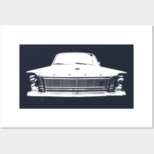 Ford Galaxie 1960s American classic car monoblock white Posters and Art